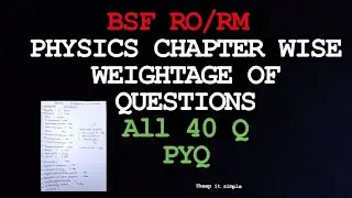 BSF RO/RM physics chapter wise WEIGHTAGE  PYQ NO BUTTERING NO PROMOTION  keep it real :)