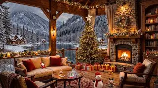 Smooth Jazz Instrumental Music for Holidays 🎄🔥 Christmas Cabin Ambience & Crackling Fireplace Sounds