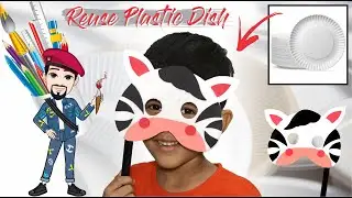 plastic craft idea - plastic dish mask - zebra  - reuse waste plastic - best out of waste