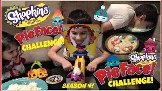 Shopkins PIE FACE Challenge!!!! Season 4! Mary Wishes, Wooly Hat, Mabel Syrup & more!