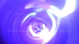 Dynamic neon rays are curving and moving from the center on the black background