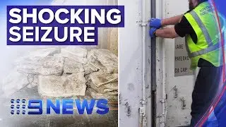Record meth haul smuggled inside frozen cow hides | Nine News Australia