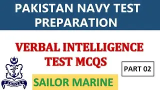 Pakistan Navy (Marine) Test Preparation 2023 | Verbal Intelligence Test Mcqs | #pakistannavy