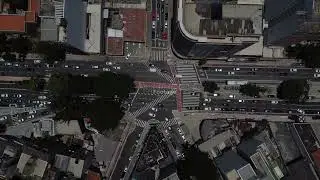 Aerial drone view of avenue in downtown S&atilde;o Paulo, Brazil, video