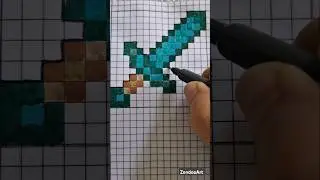 Minecraft Diamond Sword pixel drawing #minecraft
