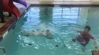 Deep water jump and swim