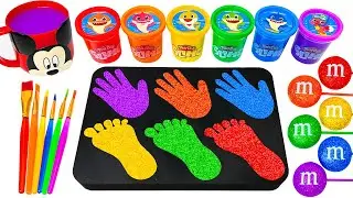 Satisfying Video l DIY How to make Rainbow HAND& FOOT Glitter From M&M Lollipop Cutting ASMR