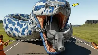 Emergency Rescue Team Saves Exhausted Cow From Giant Python&rsquo;s Deadly Bite🐂🐍 