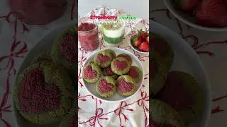 Лучшие клубнично-матча печенья с отпечатком пальца ко Дню святого Валентина! #питание #простойрецепт