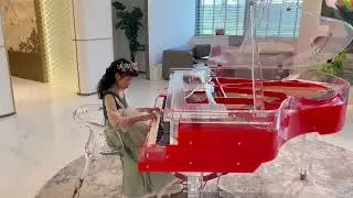 Custom Grand Piano, 170cm Transparent Acrylic Grand Piano With Crystal Piano Bench for Sale