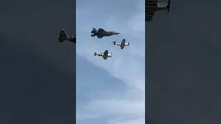 The Air Force Heritage Flight with an F-35, P-51, and P-47 at EAA AirVenture Oshkosh 2025! #shorts