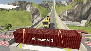 Cars vs Shipping Container with Giant Ramp - BeamNG.Drive I Ayieeeks Gaming