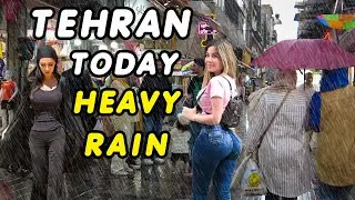 IRAN 2023/Walking in TEHRAN in Heavy Rain in 4 Different Areas #walking
