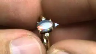 BLACK OPAL 18K GOLD RING SIZE 5.5