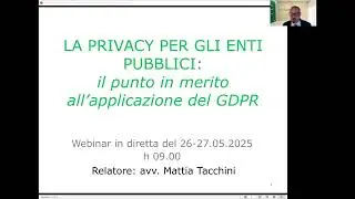 Anteprima corso 26/05/2025 - La privacy per gli Enti Pubblici