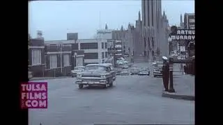 RETRO VINTAGE STREET SCENE - Historic Tulsa, OK 1960 era. Boston Ave
