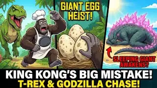 Godzilla x Kong Funny Animation: King Kong Steals Eggs & Teams Up vs Giant T-Rex! 🤯
