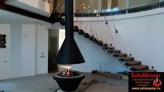 Центральный островной камин на дровах LOFT - 02