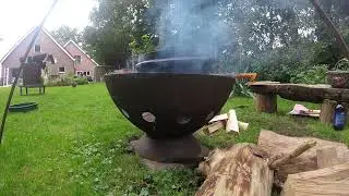 Outdoor stew cooking in the dutch oven