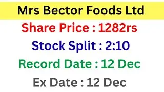 Stock split 2:10 |Mrs.Bectors Food Specialities Ltd latest news today | BECTORFOOD share price TODAY