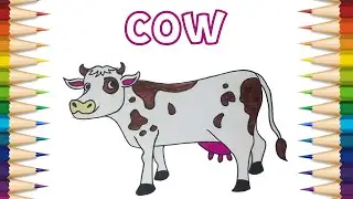 Hand Drawing and coloring Cow Art video | Jolly Bubbly Pat TV