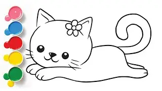 How To Draw A Cute Cat EASY with Simple Lines | Step by Step for Kids 🐱✏️