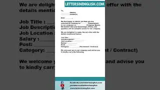 Job Offer Letter - Letter of Job Offer Sample