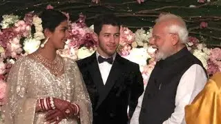 Prime Minister Narendra Modi With Actress Priyanka Chopra And Nick Jonas At Their Wedding Reception
