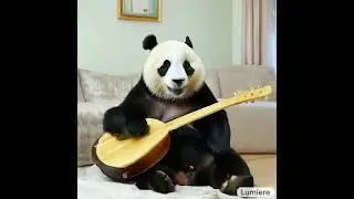 (AI Generated) Panda Ukulele, Lumiere