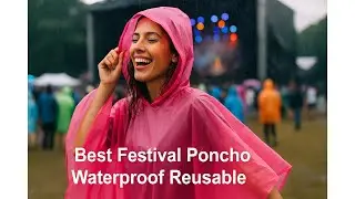🌧️ Best Festival Poncho Waterproof Reusable | SaphiRose Extra Thick Hooded Rain Poncho ☔