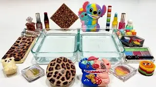 Clear Slime Mixing ASMR: Makeup Destruction Leopard vs Stitch #95