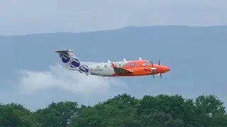 FCS Beechcraft King Air 350 takeoff and low pass at Graz Airport | D-CFME