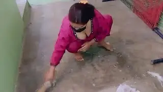 cycle aunty daily floor cleaning hot aunty village life 56