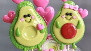 Леденцы Авокадинки из изомальта. Декор к 14 февраля. Lollipop. Lollypops. Карамель. Торт.