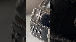 Black Cross Stones With Studs And White Stones Studded Rhinestone Belt