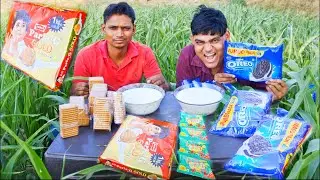 Oreo Vs Parle-G Biscuit Eating Challenge | 2x Jumbo Pack + 2 Liter Milk Total 10,000 + Calories)