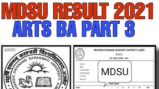 MDSU RESULT 2021 BA FINAL YEAR # RESULT BA 3RD YEAR #  MDS UNIVERSITY RESULT #