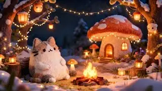 Warm Bonfire in Fairy Forest Mochi Cat's ✨ Lofi Jazz to Relax & Unwind
