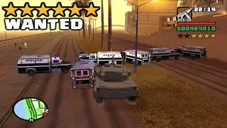 ⭐⭐⭐⭐⭐⭐SIX STARS WANTED LEVEL IN TANK ON LOS SANTOS | HOW TO GET 6 STAR WANTED IN GTA SAN ANDREAS