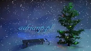 Christmas tree, Falling snow, Sledge, 3d animation
