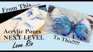 NOT Easy Acrylic Butterfly Pour Tutorial - How To Paint Something Out of Your Pour.