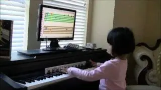 3 year old piano player Rachel is learning Mozart
