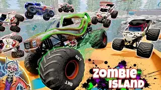 GIANT HOT WHEELS TRACK MONSTER JAM ADVENTURE | Zombie Island Compilation | BeamNG