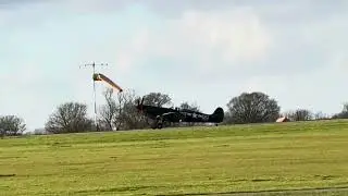Spitfire RW382 &ldquo;Porky&rdquo; (WZRR) landing at Sywell Aerodrome (EGBK).