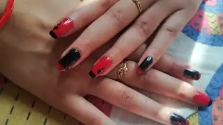 Red and black nail art