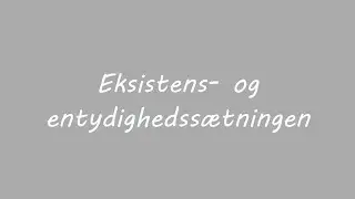 Eksistens- og entydighedssætningen