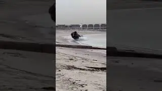 crazy man in a Toyota FJ cruiser flips and rolls on a beach. #cdl #traffic #truck #travel #money
