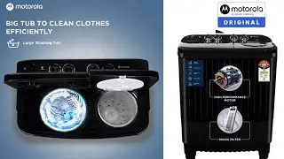 MOTOROLA 10 kg 5 star Semi Automatic Top load Washing Machine Black 