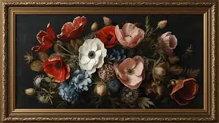 Vintage Anemone Love Vibe Framed Art | 4K Ultra HD | TV Wallpaper Background