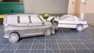 Paper Toyota Supra vs Toyota Roomy Crash test!